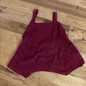 NWOT Free People Lace Inset Handkerchief Hem Cotton Camisole size M color Syrah